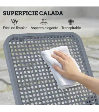 Tumbona Reclinable de Jardín Exterior con Respaldo Ajustable en 4 Posiciones y Marco de PP 191x55x35,5 cm Gris Oscuro