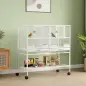 Jaula para Pájaros Grande con Divisor Ruedas 4 Comederos 4 Perchas Estante 2 Bandejas Extraíbles 95x45,5x102 cm Blanco