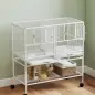 Jaula para Pájaros Grande con Divisor Ruedas 4 Comederos 4 Perchas Estante 2 Bandejas Extraíbles 95x45,5x102 cm Blanco