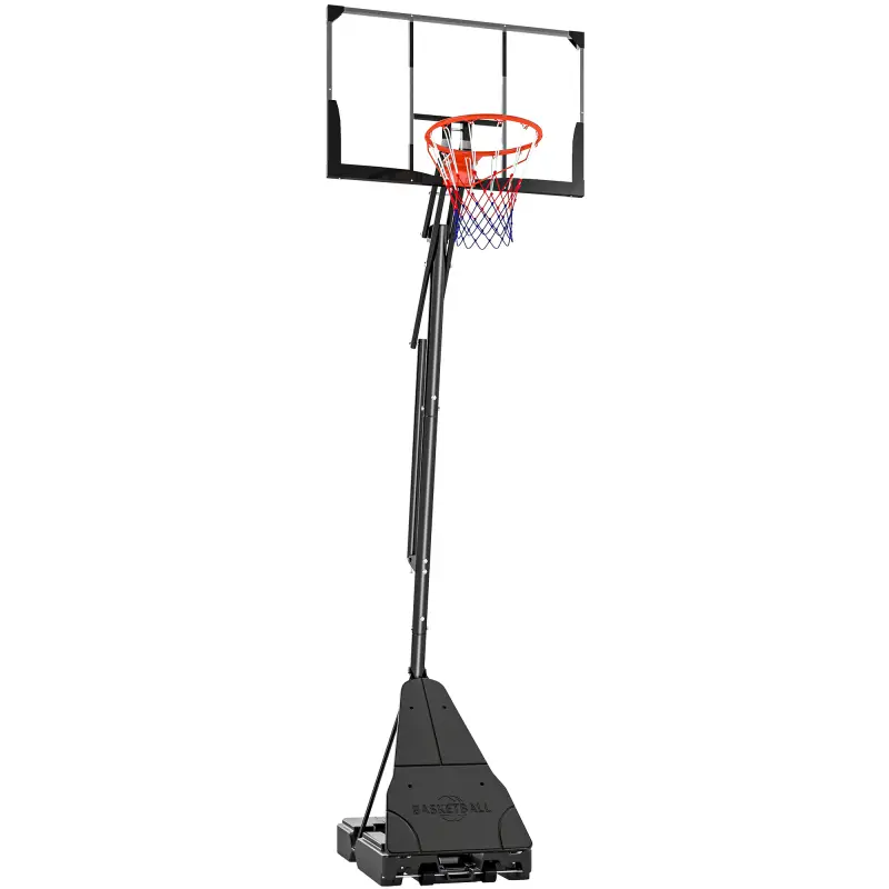 Canasta de Baloncesto para Exterior Ajustable de 245-305 cm con Ruedas Base Rellenable y Sistema de Retorno Negro