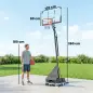 Canasta de Baloncesto para Exterior Ajustable de 245-305 cm con Ruedas Base Rellenable y Sistema de Retorno Negro