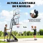 Canasta de Baloncesto para Exterior Ajustable de 245-305 cm con Ruedas Base Rellenable y Sistema de Retorno Negro