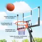Canasta de Baloncesto para Exterior Ajustable de 245-305 cm con Ruedas Base Rellenable y Sistema de Retorno Negro