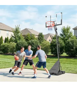 Canasta de Baloncesto para Exterior Ajustable de 245-305 cm con Ruedas Base Rellenable y Sistema de Retorno Negro