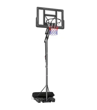 Canasta de Baloncesto Exterior con Ruedas Altura Ajustable 235-305 cm Base Rellenable y Bolsa de Peso Negro