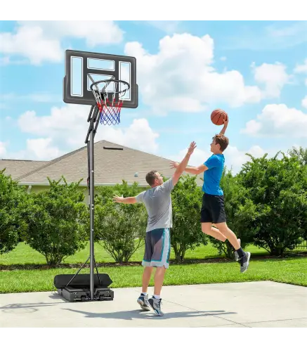 Canasta de Baloncesto Exterior con Ruedas Altura Ajustable 235-305 cm Base Rellenable y Bolsa de Peso Negro