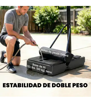 Canasta de Baloncesto Exterior con Ruedas Altura Ajustable 235-305 cm Base Rellenable y Bolsa de Peso Negro