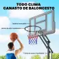 Canasta de Baloncesto Exterior con Ruedas Altura Ajustable 235-305 cm Base Rellenable y Bolsa de Peso Negro