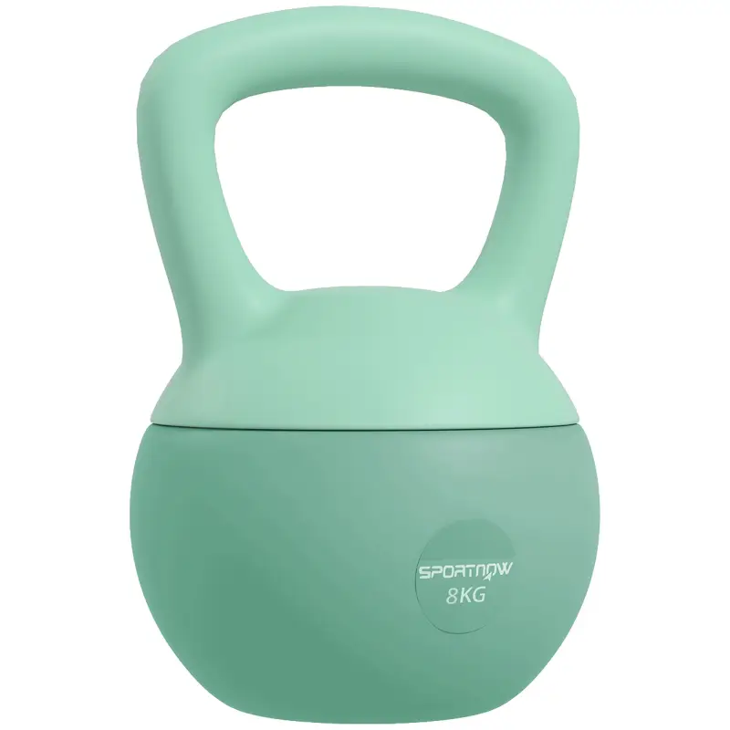 Pesa Rusa 8 kg Kettlebell Relleno de Arena Metálica y Mango Antideslizante para Entrenamiento en Casa 19x19x28 cm Verde