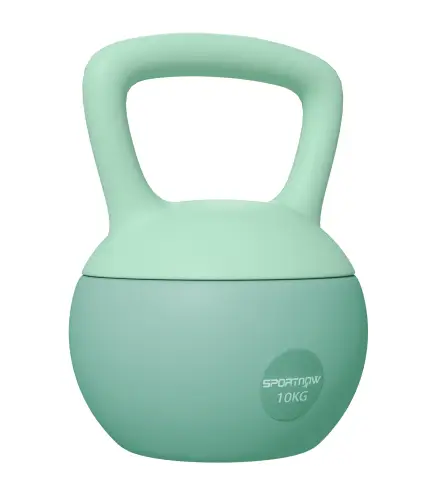 Pesa Rusa 10 kg Kettlebell Relleno de Arena Metálica y Mango Antideslizante para Entrenamiento en Casa 21x21x30 cm Verde