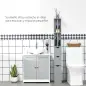 Columna de Baño Moderno Mueble Auxiliar de Baño con 2 Estantes 2 Cajones y 1 Puerta Antivuelco 15x33x136,8 cm Gris