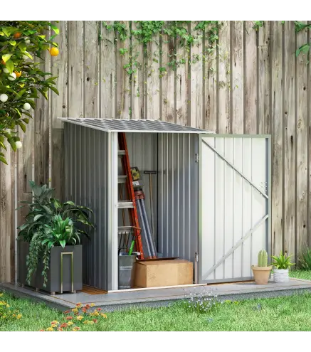 Caseta de Jardín Metálica 0,92 m² 100x103x160 cm con 1 Puerta y Cerradura para Almacenamiento de Herramientas Gris