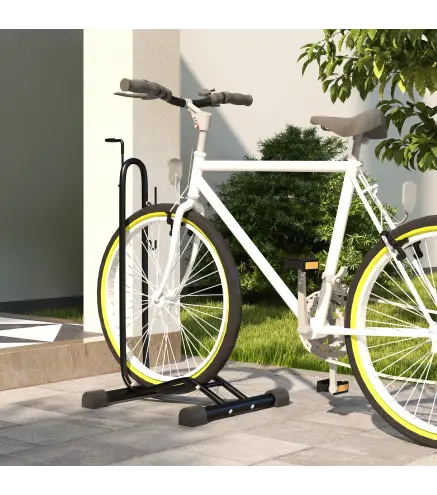 Aparcamiento para Bicicletas Vertical y Horizontal con Ganchos Ajustables para Bicicletas de 24-29 Pulgadas y 700 C Negr