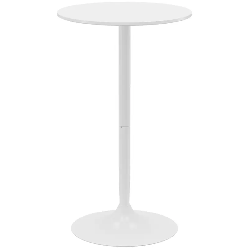 Mesa Alta de Bar Redonda Mesa de Cocina Moderna con Encimera Laminada y Marco de Acero para 2 Personas Ø60x102 cm Blanco Mesa Alta de Bar Redonda Mesa de Cocina Moderna con Encimera Laminada y Marco de Acero para 2 Personas Ø60x102 cm Blanco