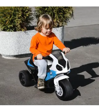 Moto Eléctrica para Niños de 18-36 Meses con Licencia BMW S1000RR con Velocidad 2,5 km/h Carga 20 kg 66x37x44 cm Azul