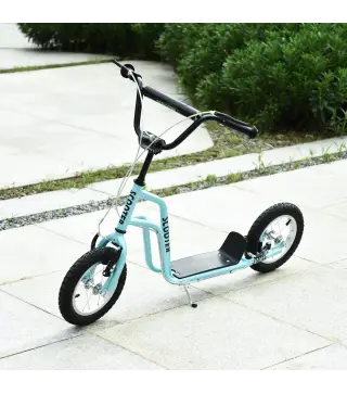 Patinete Infantil de +5 Años con Manillar Ajustable en Altura y Estructura de Acero Carga 100 kg 120x58x75-80 cm Azul