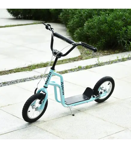 Patinete Infantil de +5 Años con Manillar Ajustable en Altura y Estructura de Acero Carga 100 kg 120x58x75-80 cm Azul