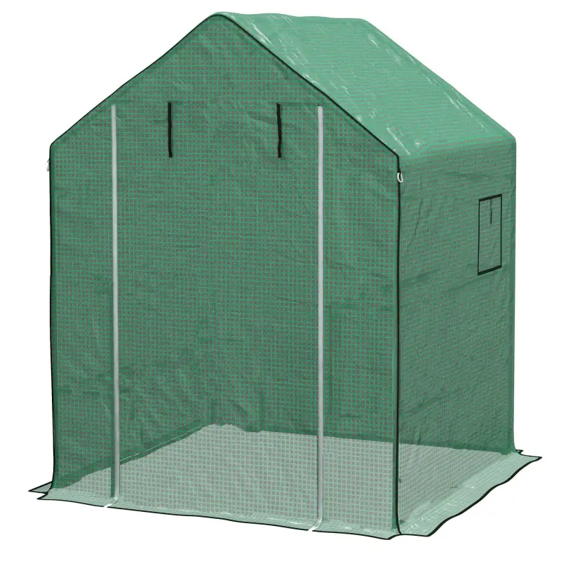 Cubierta de Repuesto de Invernadero 140x143x190 cm con Ventana Puerta con Cremallera Anti-UV Protección de Plantas Verde