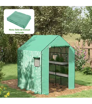Cubierta de Repuesto de Invernadero 140x143x190 cm con Ventana Puerta con Cremallera Anti-UV Protección de Plantas Verde