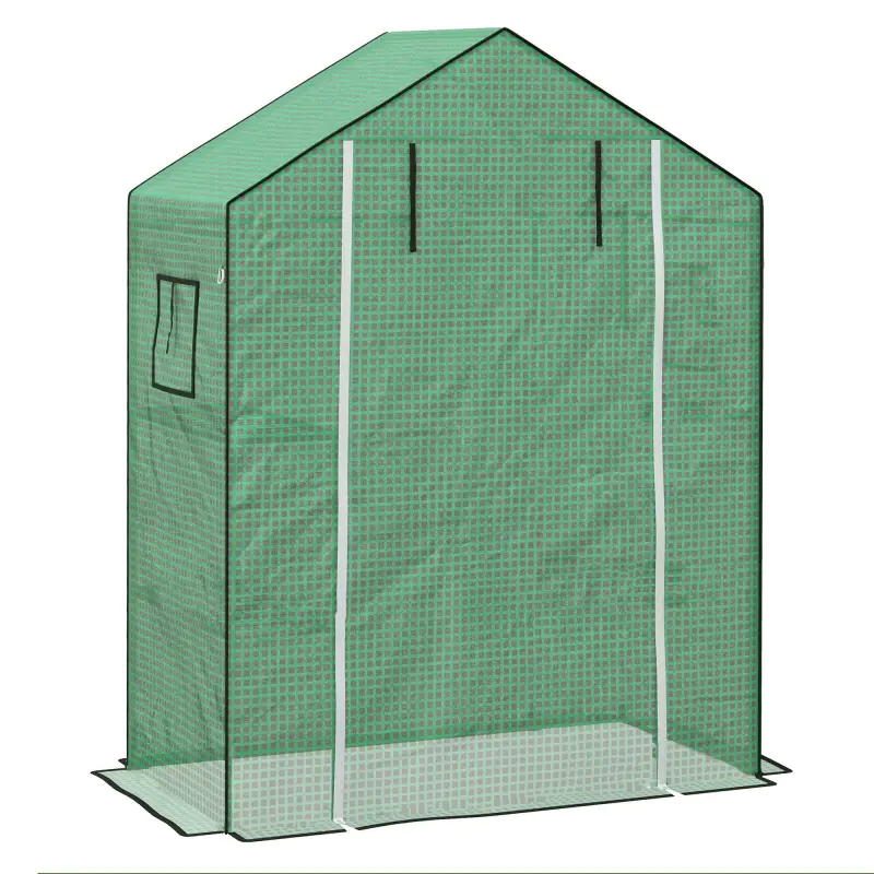 Cubierta de Repuesto de Invernadero 140x73x190 cm con Ventana Puerta con Cremallera Anti-UV Protección de Plantas Verde