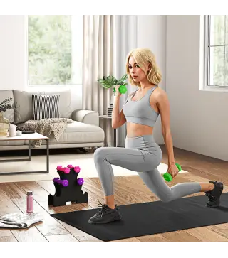 Set de Mancuernas Hexagonal 2 x1kg 2 x2kg 2 x3kg con Soporte de Almacenamiento para Entrenamiento en Casa Multicolor