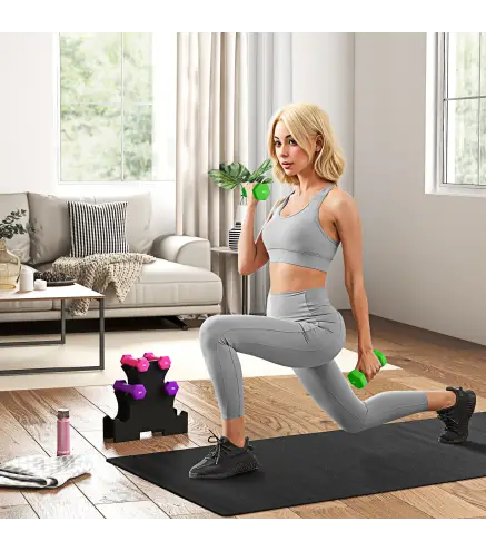 Set de Mancuernas Hexagonal 2 x1kg 2 x2kg 2 x3kg con Soporte de Almacenamiento para Entrenamiento en Casa Multicolor