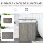 Cesto para Ropa Sucia de Bambú Capacidad de 100L con Tapa Extraíble Bolsa de 2 Compartimentos 52x32x63 cm Gris