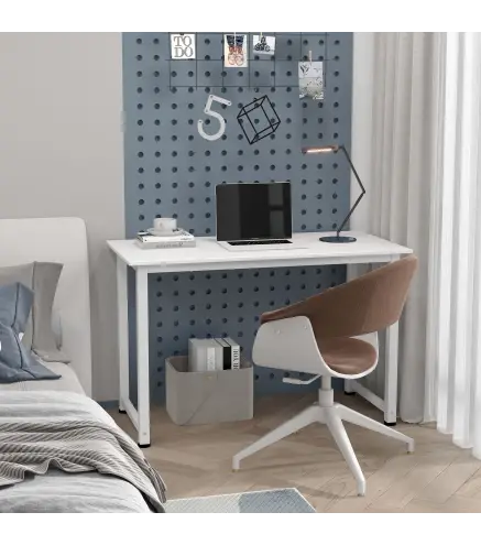 Mesa de Escritorio con Marco de Acero y Patas Ajustables Mesa de Estudio para Oficina Hogar 120x60x76 cm Blanco
