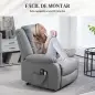 Sillón Levanta Personas Eléctrico con 8 Punto de Masaje Función de Calentamiento 2 Controles Remotos y Bolsillo Gris