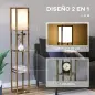 Lámpara de Pie con 3 Estantes de Almacenaje para Bombilla E27 Potencia Máx. 40W para Salón 26x26x160 cm Marrón Rústico