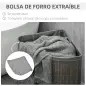 Cesto para Ropa Sucia de Bambú Capacidad de 55L Cesta para la Colada en Forma de Abanico 38x38x57 cm Gris