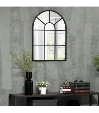 Espejo Decorativo de Pared 50x70cm Espejo de Ventana de Metal para Salón Dormitorio Entrada Estilo Moderno Negro