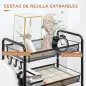 Carrito Auxiliar con Ruedas de 5 Niveles con Cestas de Malla Extraíbles y Marco de Acero 45x26,5x106 cm Negro