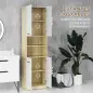 Armario Alto de Baño con 4 Puertas 2 Estantes Abiertos y Estantes Ajustables 53x33,5x195,7 cm Blanco y Roble