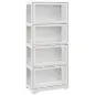 Vitrina Coleccionista de 4 Niveles con Puertas Abatibles Anti-vuelco Vitrina para Estudio Dormitorio 59x30x139 cm Blanco