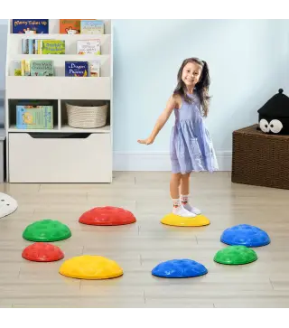 Conjunto de 8 Piezas Piedras de Equilibrio Apilables con Base Antideslizante para Entrenamiento de Equilibrio Multicolor