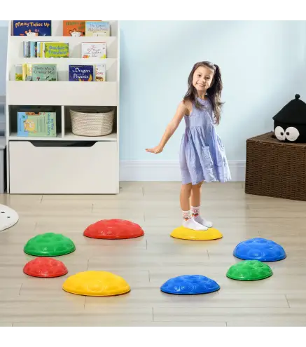 Conjunto de 8 Piezas Piedras de Equilibrio Apilables con Base Antideslizante para Entrenamiento de Equilibrio Multicolor