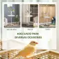 Comedero para Pájaros de Pie Ø60x138 cm con 4 Ruedas 2 Cuenco de Acero Inoxidable y 2 Perchas Blanco