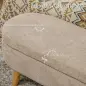 Banco de Almacenaje con Patas de Madera y Asiento Acolchado Carga 120 kg Puff Almacenaje Ovalado 110x40x43 cm Beige