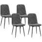 Juego de 4 Sillas de Comedor Tapizadas en Terciopelo con Patas de Acero para Salón 45x54x87 cm Gris