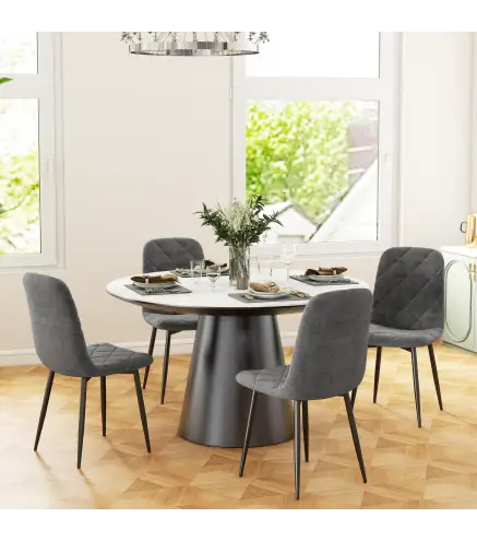 Juego de 4 Sillas de Comedor Tapizadas en Terciopelo con Patas de Acero para Salón 45x54x87 cm Gris