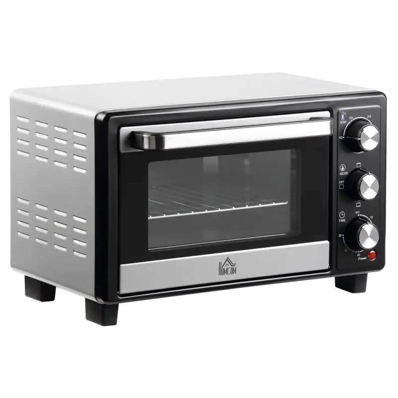 Horno Portátil 16L 1400W con 3 Modos de Calor Temporizador Bandeja de Horneado y Rejilla 44x32x28,1 cm Plata