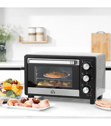 Horno Portátil 16L 1400W con 3 Modos de Calor Temporizador Bandeja de Horneado y Rejilla 44x32x28,1 cm Plata