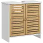 Mueble para Debajo del Lavabo Moderno con Puertas Magnéticas de Bambú y Estante Ajustable 60x30x60 cm Blanco y Natural