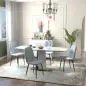 Juego de 4 Sillas de Comedor Tapizadas en Terciopelo con Patas de Acero para Salón 45x54x87 cm Azul Claro