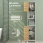 Mueble Auxiliar de Baño con Estantes Ajustables y Puertas de Bambú Anti-vuelco 35x30x170 cm Blanco y Natural