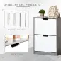 Mueble Zapatero Moderno con 2 Cajones Abatibles Estantes Ajustables para 8 Pares de Zapatos 62,5x26x81 cm Gris