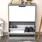 Mueble Zapatero Moderno con 2 Cajones Abatibles Estantes Ajustables para 8 Pares de Zapatos 62,5x26x81 cm Gris