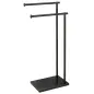 Toallero de Pie con 2 Barras y Marco Metálico Toallero de Baño Moderno en Forma de L 35,5x20x78 cm Negro Toallero de Pie con 2 Barras y Marco Metálico Toallero de Baño Moderno en Forma de L 35,5x20x78 cm Negro