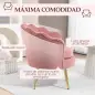 Butaca Tapizada en Terciopelo Butaca de Dormitorio con Respaldo en Forma de Concha y Patas Doradas 76x67x74 cm Rosa